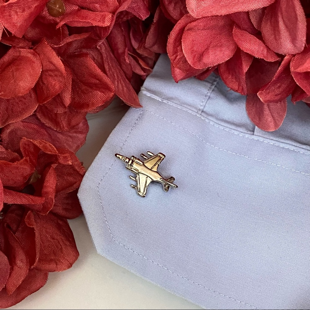 Silver Military Fighter Jet Airplane Cufflinks - Picture 8 of 15